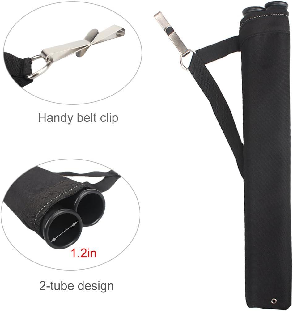 Archery Hip Arrow Quiver - 2 Tube Waist Carry Bag with Hook for Target Shooting