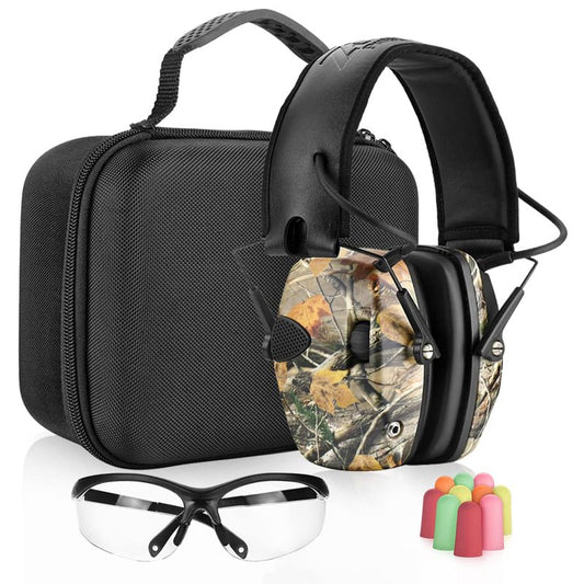 ZOHAN EM054 Electronic Ear Protection for Shooting Range with Sound Amplification Noise Reduction, Ear Muffs for Gun Range (Camo,Case)