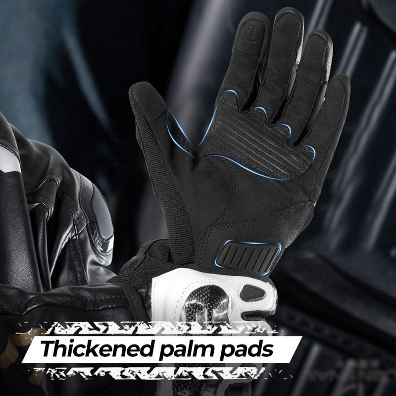 Goatskin Leather Motorcycle Gloves - Carbon Knuckle Protection & Comfort | Durable & Stylish