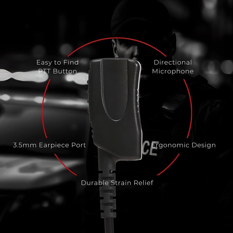 SHEEPDOG MICROPHONES Cyclone Push-to-Talk (PTT) Microphone, Compatible with Motorola APX and APX Next, 32 Inch Cord, Dual-Switch Technology, 3.5mm Audio Port for Earpiece