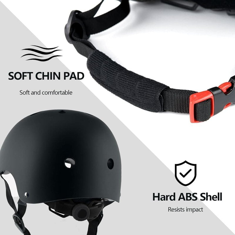 Kids Bike Helmet Set - CPSC Certified Protective Gear with Knee, Elbow, and Wrist Pads | Adjustable Black Helmet for Ages 2-8