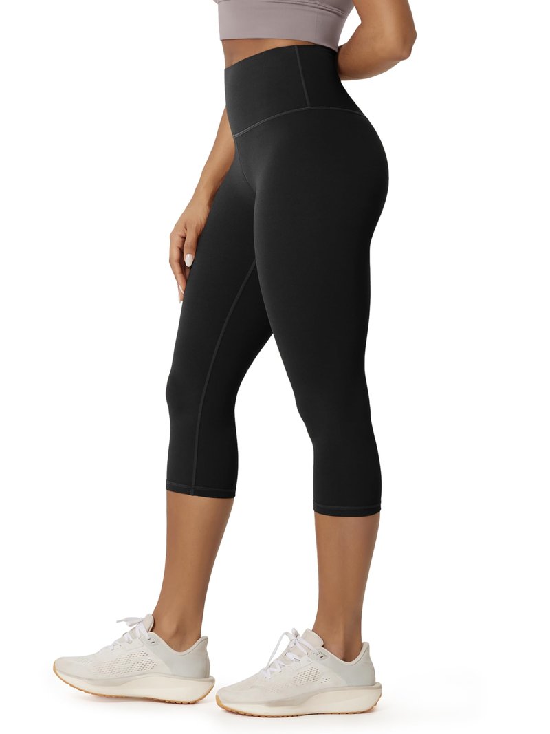 ODODOS Buttery Soft Lounge Yoga Capris for Women 19" High Waist Capri Leggings, Black, Medium