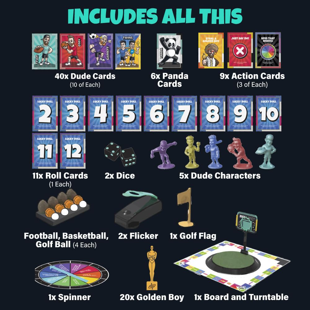 Dude Perfect Board Game with Soccer Add On; Action Packed Sports Challenges for Competitive Kids and Families | Perfect for Family Game Night; 2 to 5 Players; Ages 4 and up