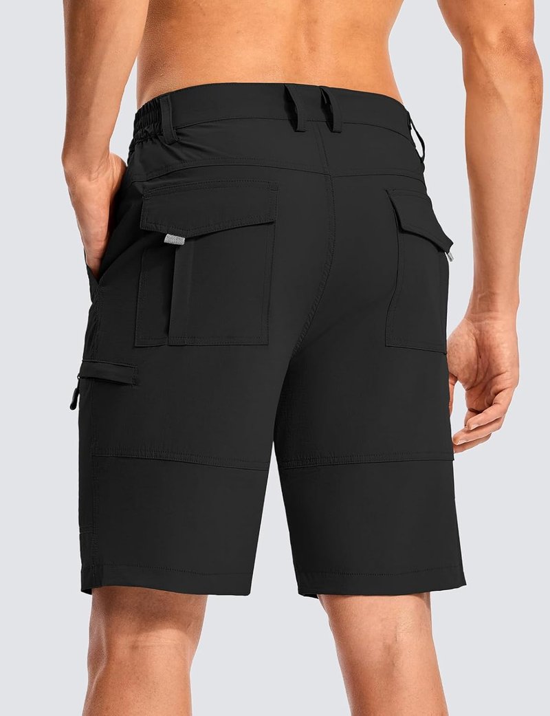 Men's 9-Inch Golf Shorts - Lightweight Water-Resistant Cargo Hiking Shorts | Quick Dry Outdoor Fishing with 6 Pockets
