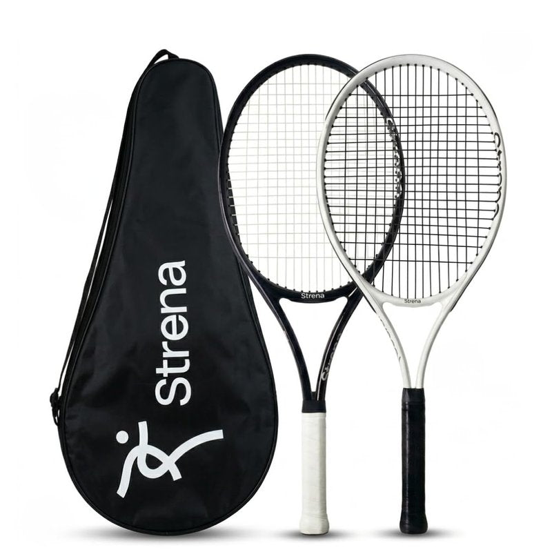 Strena Tennis Racket Set for Adults (2 Pack) – 27” Lightweight Recreational Racquets with Carry Bag – 4 1/4 Grip – Beginner & Casual Play