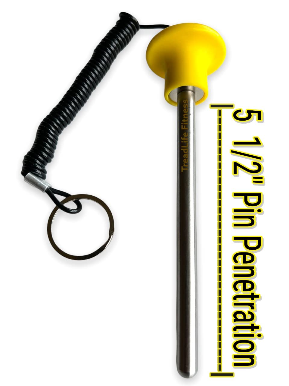 TreadLife Fitness Universal Weight Stack Pin | 3/8" Diameter Extra Long 5 1/2" Pin Insert | Magnetic | Heavy Duty | Health Club Grade Steel Gym Accessories | Yellow