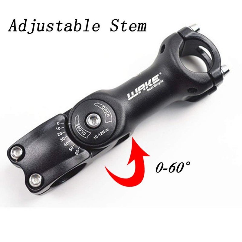 MTB Stem 31.8 90mm 0-60 Degree Adjustable Bike Stem Wake Mountain Bike Stem Short Handlebar Stem for Most Bicycle, Road Bike, MTB, BMX, Fixie Gear, Cycling (Aluminum Alloy, Lightweight, Black)