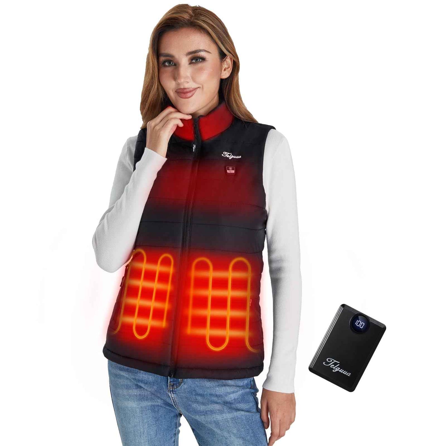 Telguua Heated Vest Women with Battery Pack,Women's Heated Warm Vest Electric Rechargeable Heating Vests