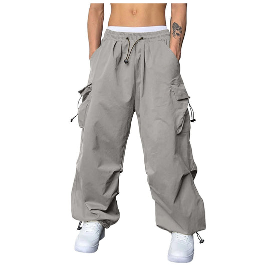 sales today clearance, Cargo Pants for Men Baggy Parachute Pants Men Streetwear Y2K Joggers Drawstring Sweatpants Mens Lightweight Trousers with Pockets