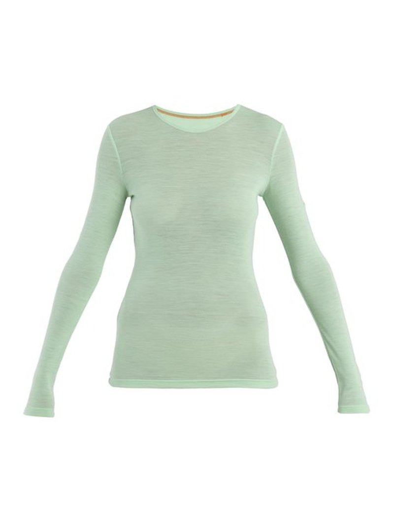 icebreaker Merino 175 Everyday Women’s Shirts, Long Sleeve Crew, 100% Pure Merino Wool Base Layer for Women with Soft Ribbed Fabric - Thermal Shirt for Cold Weather, Glass, Large
