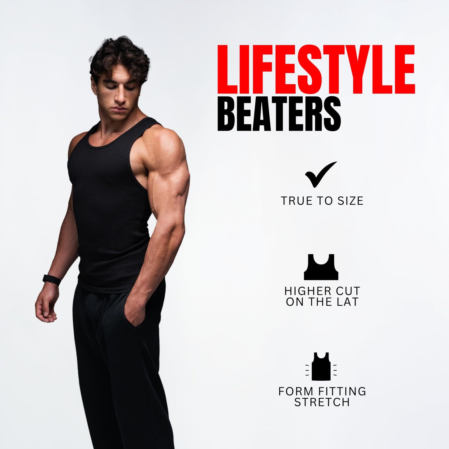 Ekkovision Lifestyle Beaters, Tank Tops, Cotton Spandex, Black, M