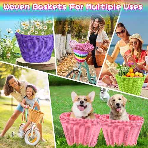 Kids Bike Basket Set,Girl Bike Basket Handwoven,Bike Baskets for Kids,Install Detachable,Fits Most Bikes,Stationary Bike, Ebike, Road Bike