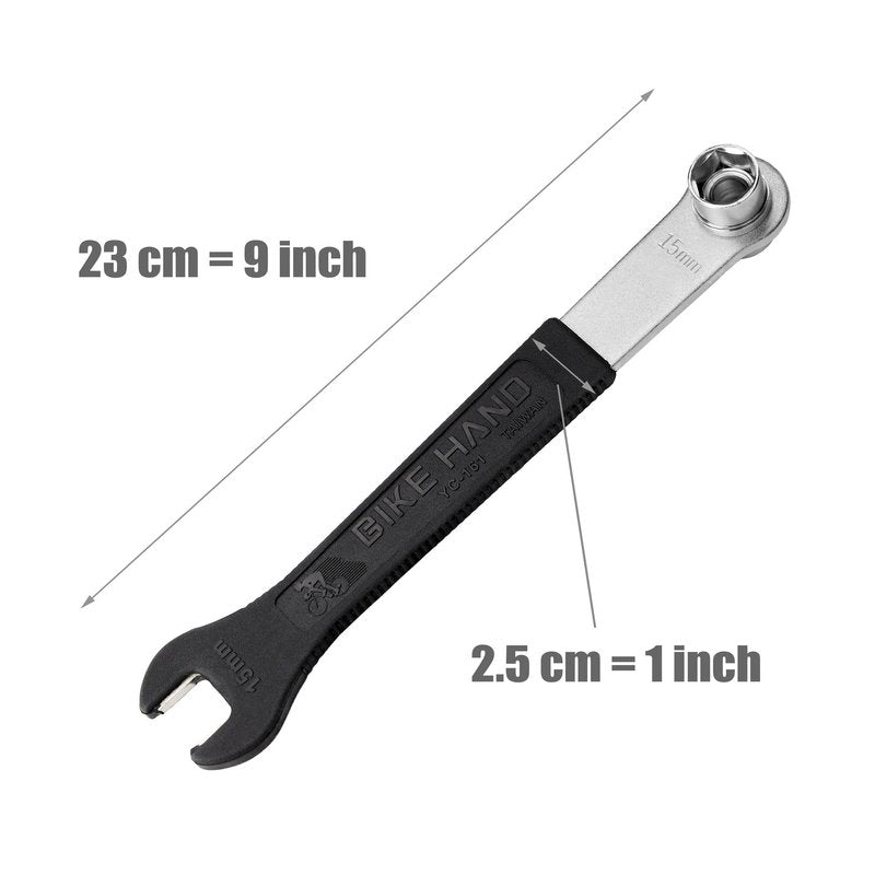 BikeHand Bike Bicycle Multi-use 15mm Pedal Wrench and 14mm/15mm Sockets Wrench