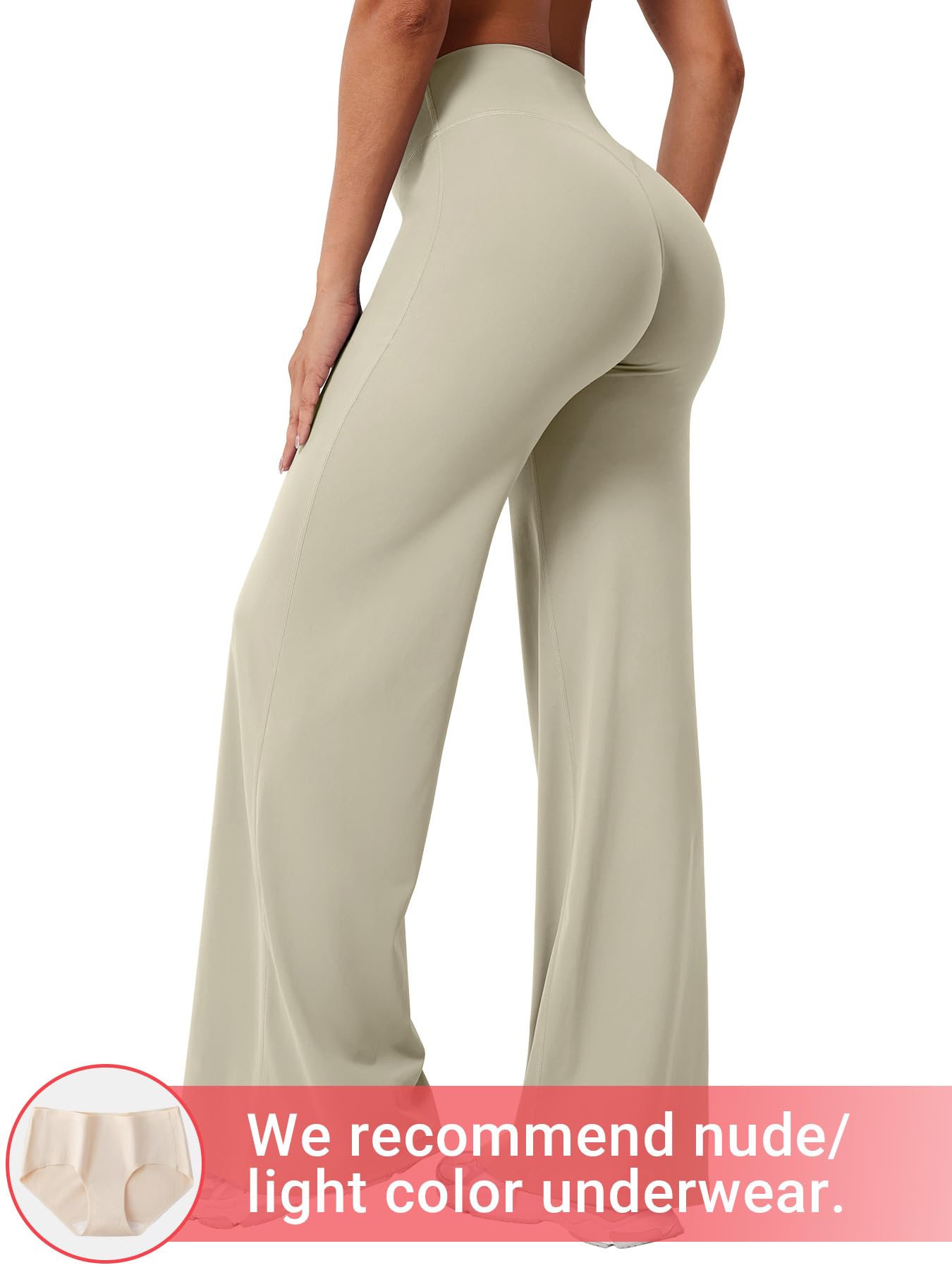 YEOREO Workout Leggings Womens No Front Seam Straight Leggings 31.5" High Waist Buttery Eddiy Gym Yoga Pants Light Sand XXL
