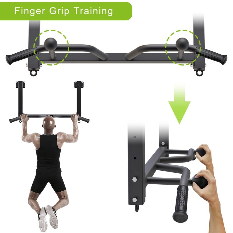 Kipika 32" Ceiling Mounted Pull Up Bar - Heavy Duty, Highly Adjustable, Multifunctional Chin Up Bar - Home Gym System with Punching Bag Hanger and Resistance Bands Training (Joist Pull Up Bar with Ball)