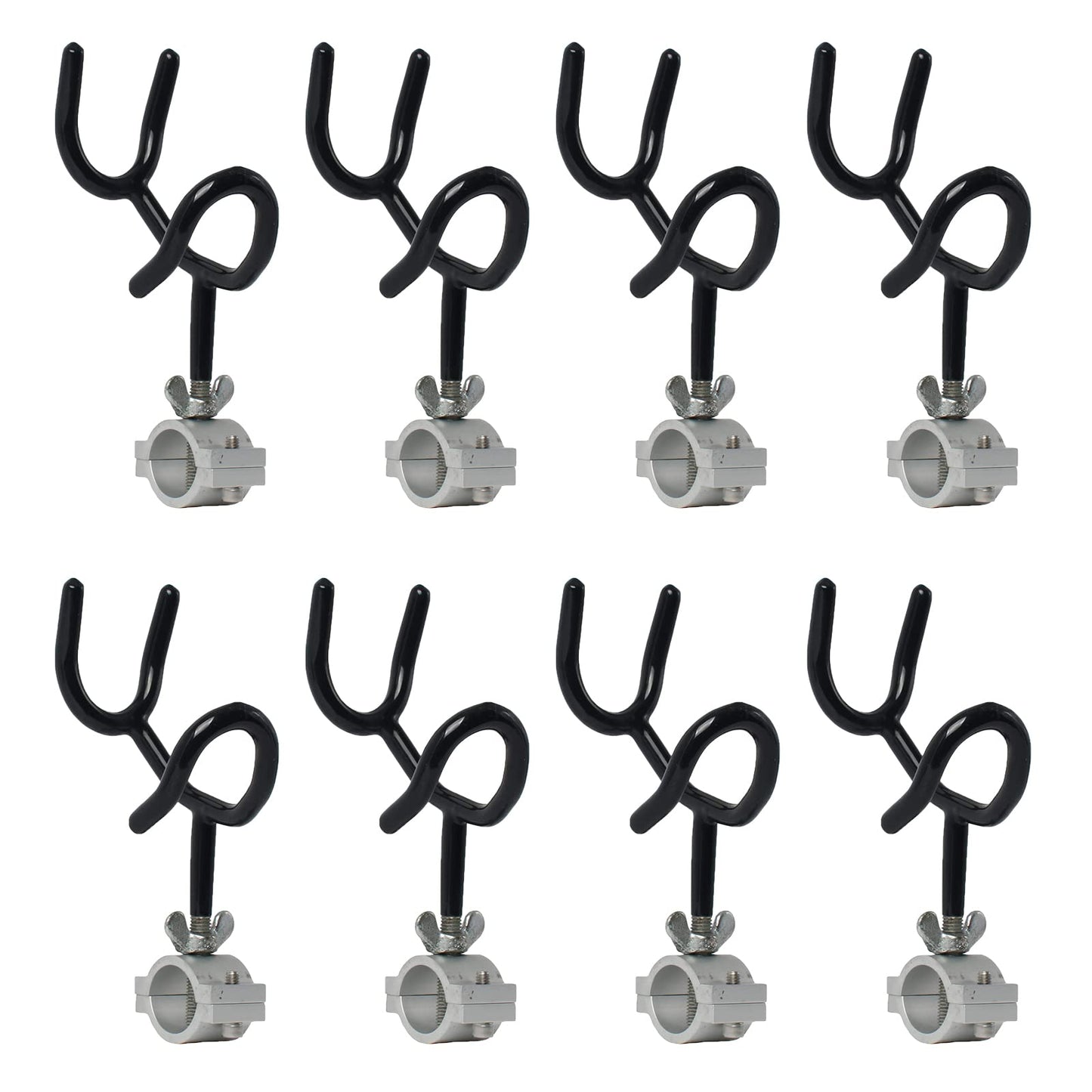 NovelBee 8pcs of 25 Degree Sure Grip Steel Fishing Rod Holder for Rails 1-1/6" to 1-1/4",Wire Form Rod Holder for Boat Rod Racks