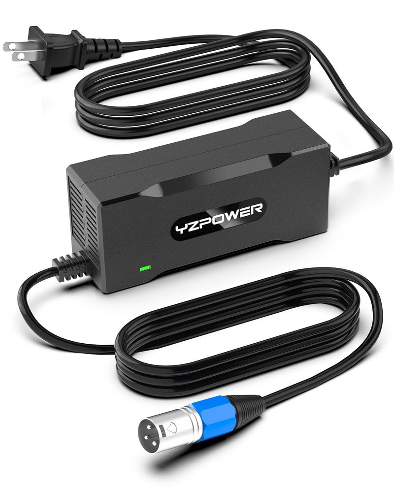 YZPOWER 36V Lithium Battery Charger 42V 2A Fast Charger with Turbo Cooling Fan - Overheat Protection, 3-Pin XLR Connector for Electric Bike/Scooter/E-Scooter for Mini Dirt 650 Battery