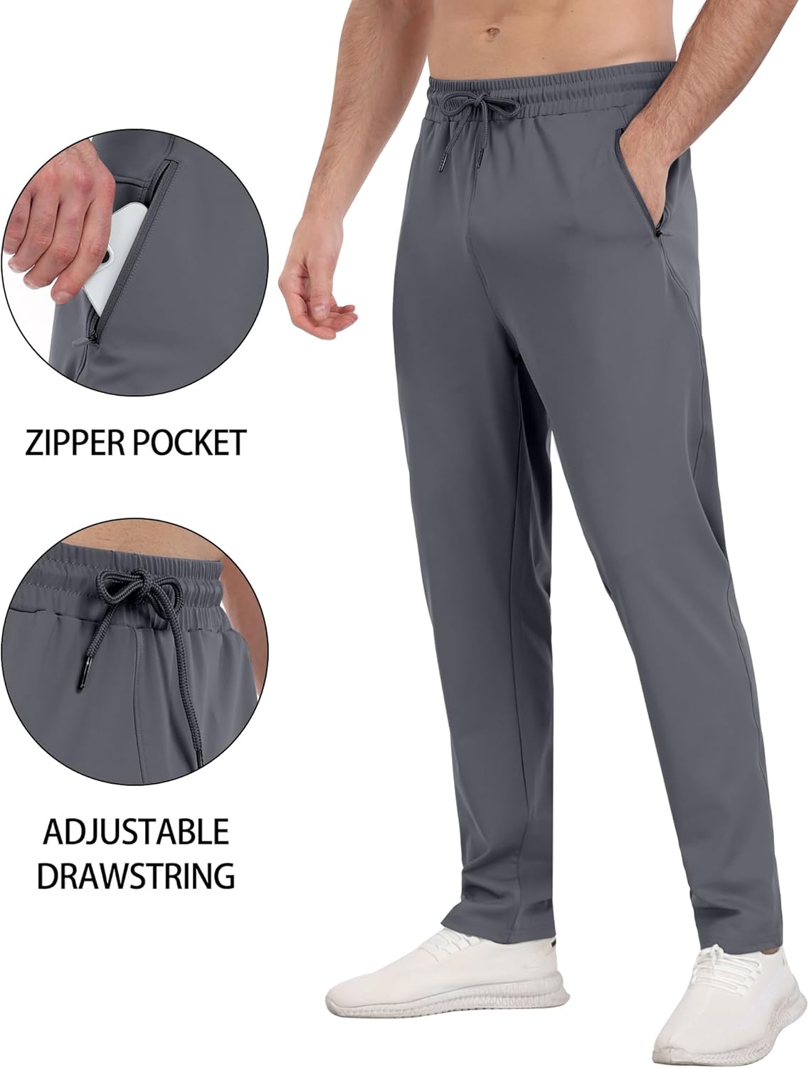 Men's Athletic Sweatpants - 3 Pack with Zipper Pockets | Comfortable Gym Joggers for Running & Workouts