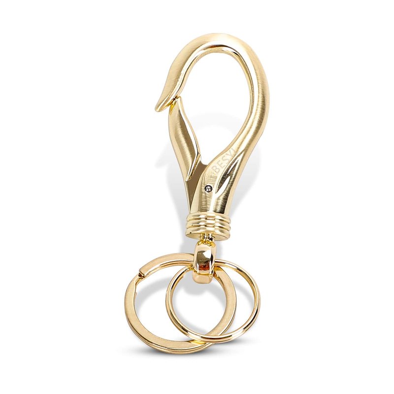 BESYL Swivel Snap Hook Keychain with 2 Key Rings, Zinc Alloy, Gold, 3.62in, Heavy Duty for Men and Women