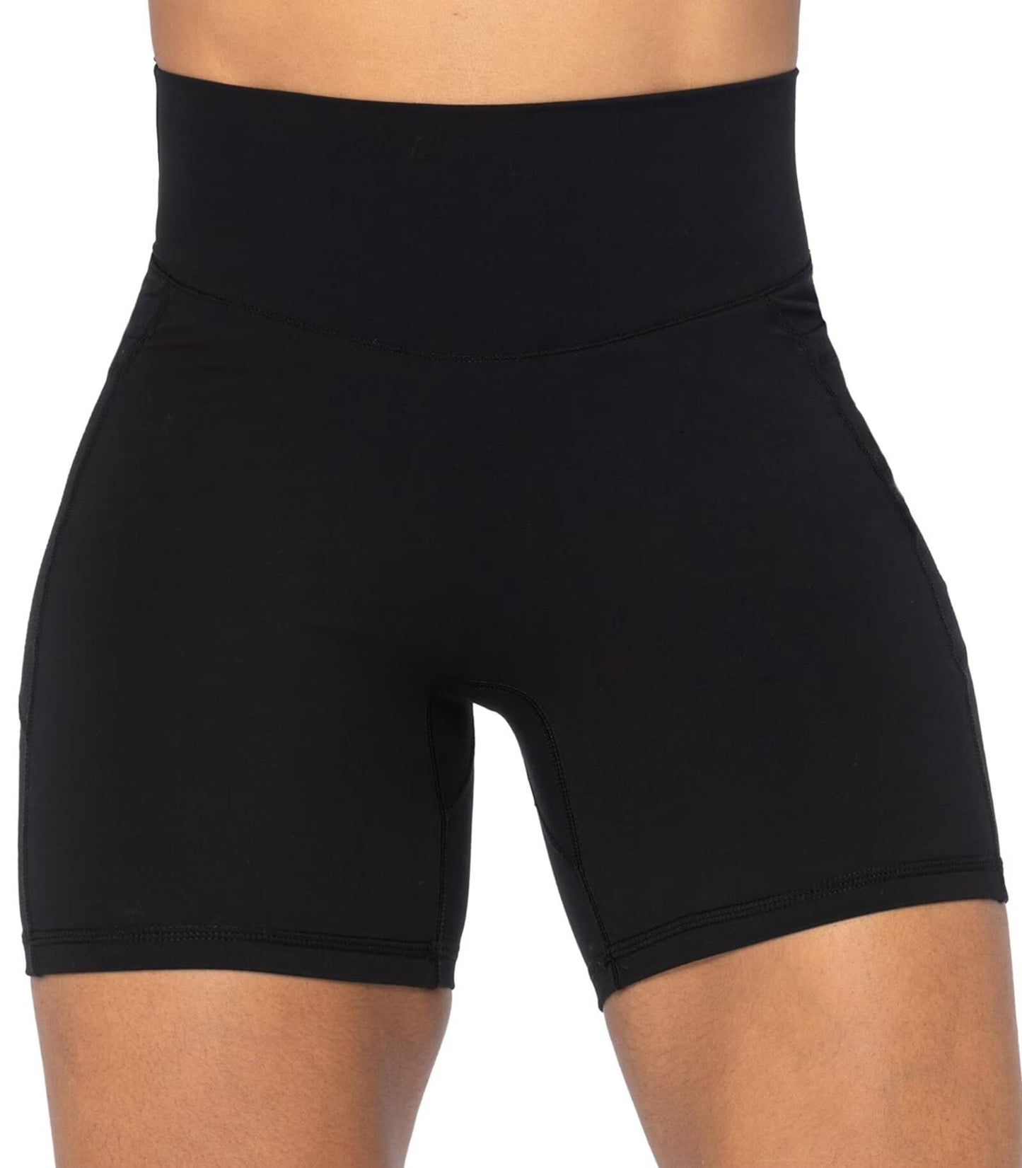 Sunzel Women's Biker Shorts in High Waist Tummy Control with Deep Pockets 5" Black+Periwinkle (2 Pack) X-Small