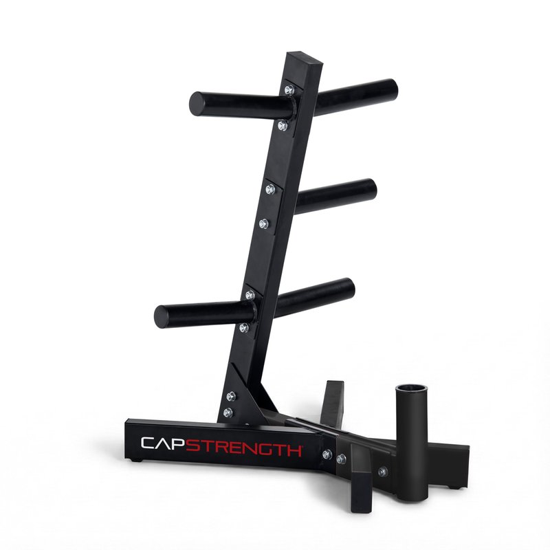 CAP Barbell Olympic Plate Tree Storage Rack for Weights and Bar, Black