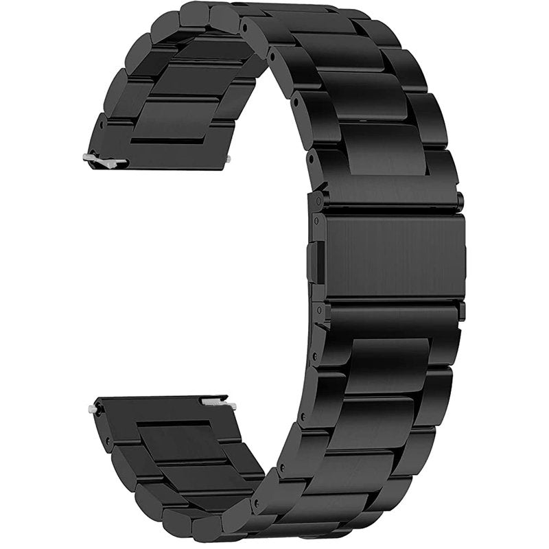 Lamshaw Compatible with Blackview & IOWODO Smart Watch Bands, 22mm Stainless Steel Metal Replacement Strap Bracelet, Unisex, Modern, Unique Clasp Design, Black, 22mm Size Band