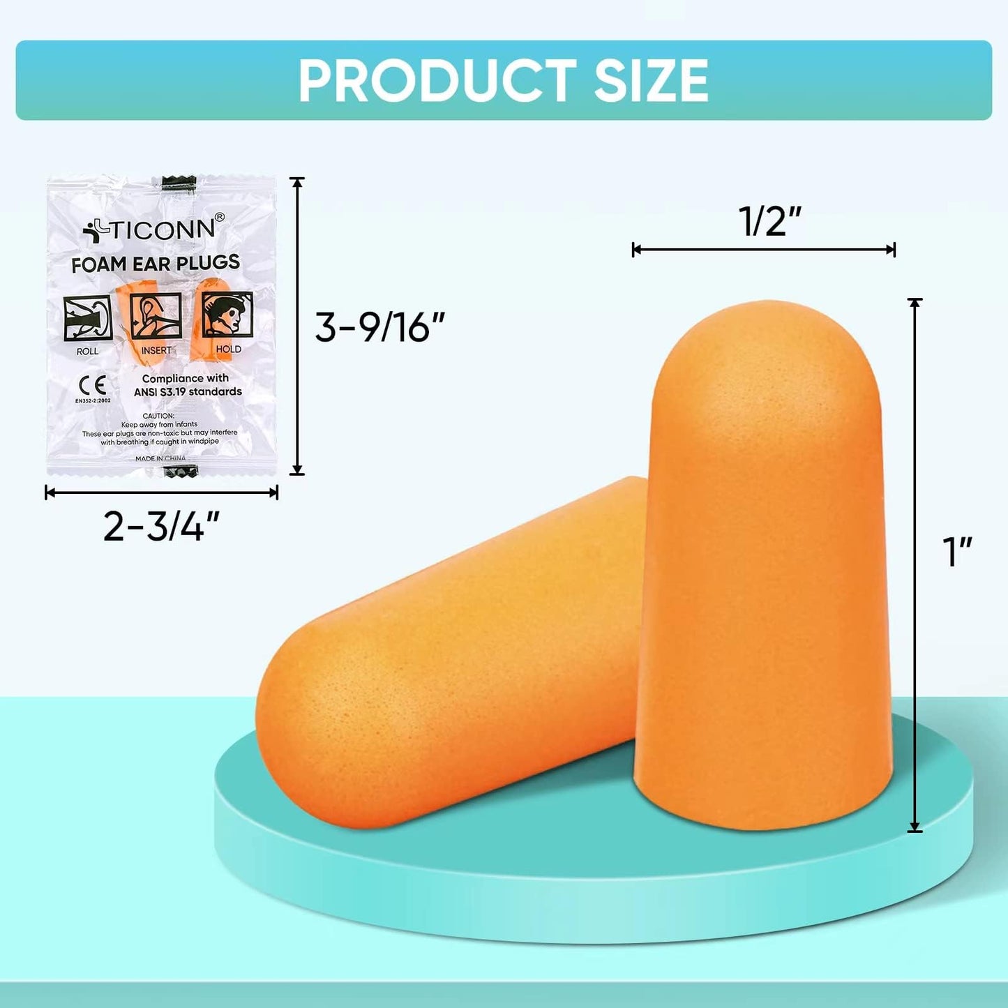 TICONN 400 Pairs Foam Ear Plugs, Hunting Earplugs Individually Wrapped 32dB NRR Noise Reduction Ear Plugs for Sleeping Fishing Passive Hearing Protection Travel Study Concentration (400 Pairs)