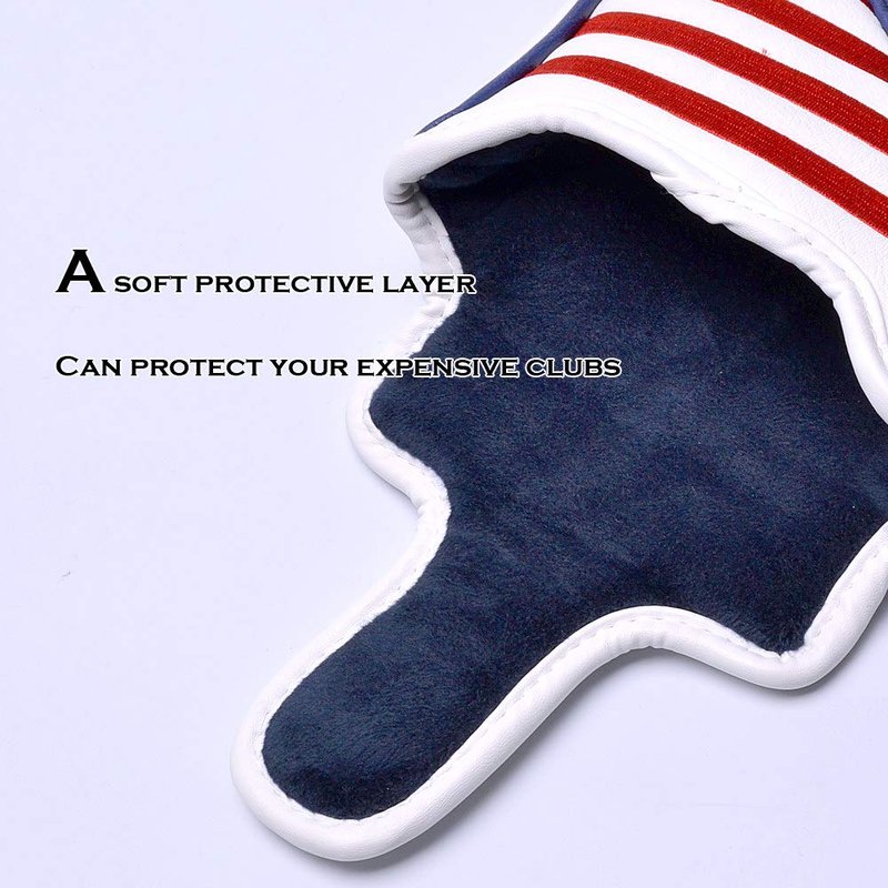 PLUSKER USA Square Heel Shaft Mallet Putter Cover, Magnetic Stars & Stripes Protector for Course
