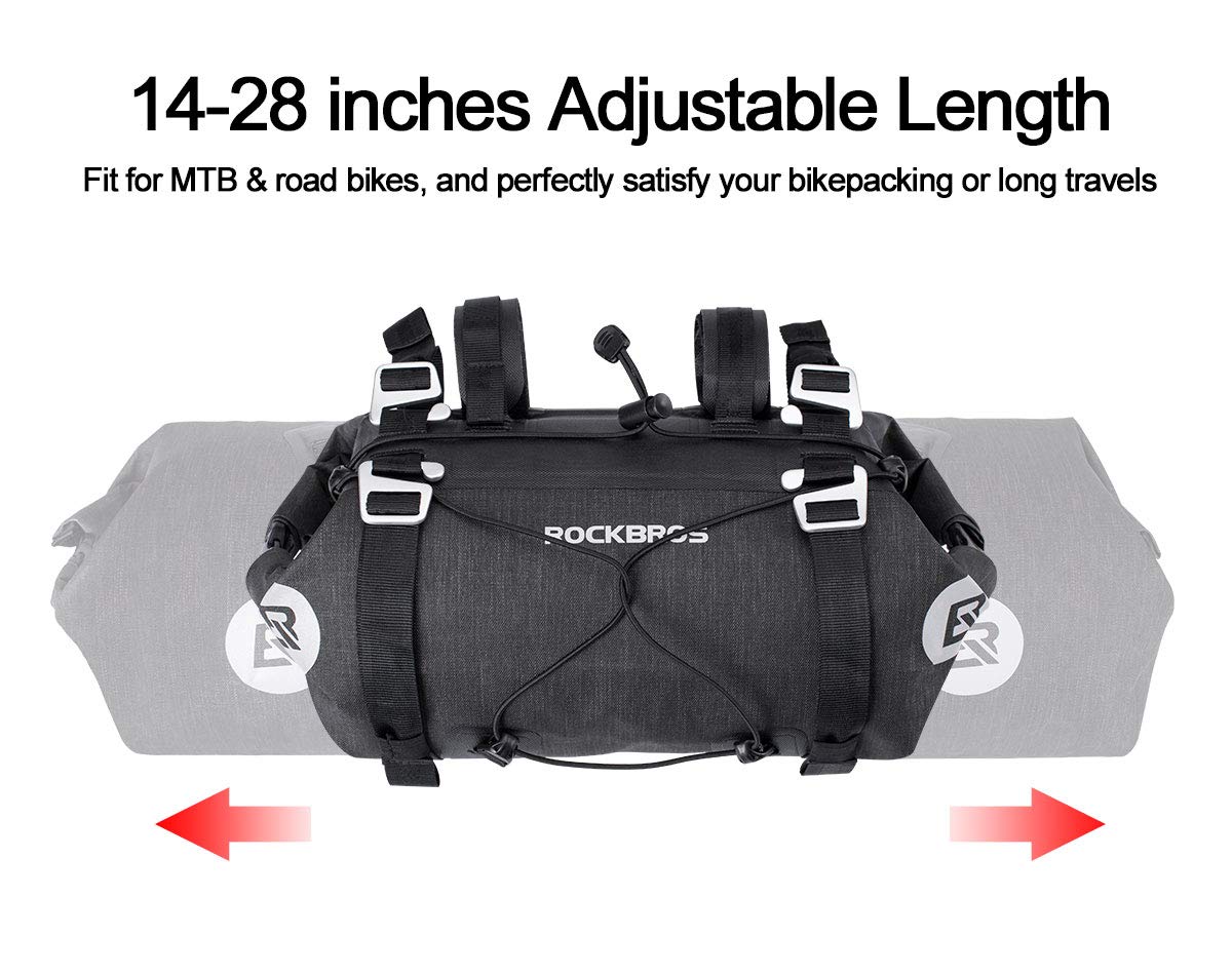 ROCKBROS Bikepacking Bike Handlebar Bag 7L-14L Waterproof Large Dry Pack Bicycle Front Bag Roll for MTB Mountain Road Drop-bar Bikes Bar
