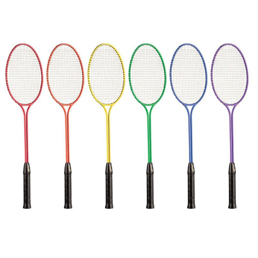 Champion Sports 26" Twin Shaft Badminton Racket with Braided Nylon Strings (Set of 6) - Multiple Colors - For All Skill Levels