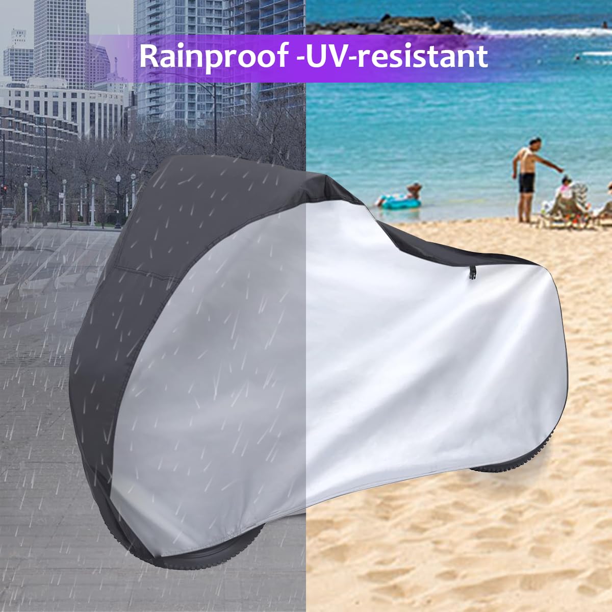 Upgraded Heavy Duty Bicycle Cover for 1-2 Bikes, Waterproof Outdoor Storage - Ripstop & UV Protection Bike Tarp for Mountain, Road, Electric Bike - Windproof Buckle & Lock Hole Design