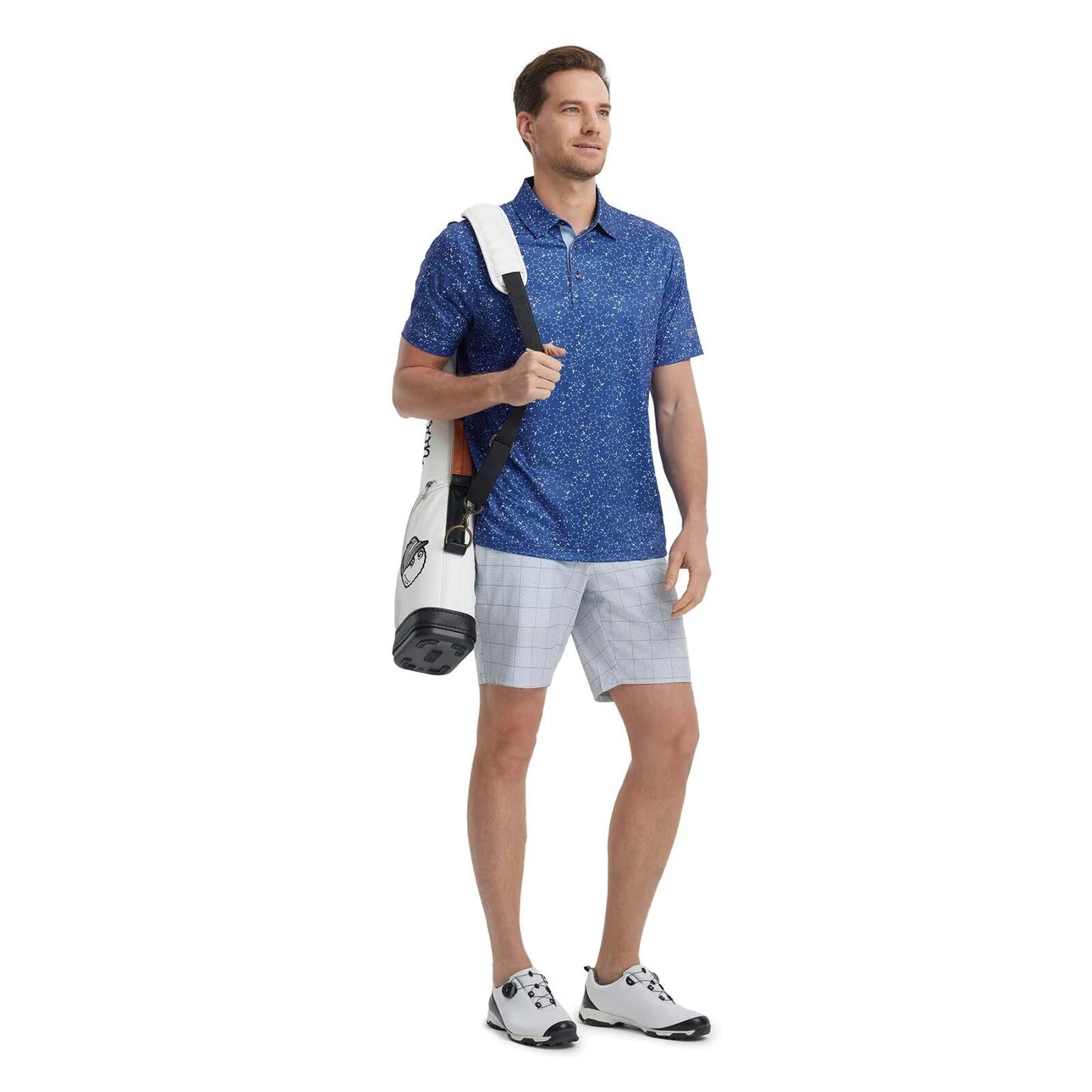 M MAELREG Golf Shirts for Men Dry Fit Print Patterns Performance Moisture Wicking Mens Polo Shirts Short Sleeve