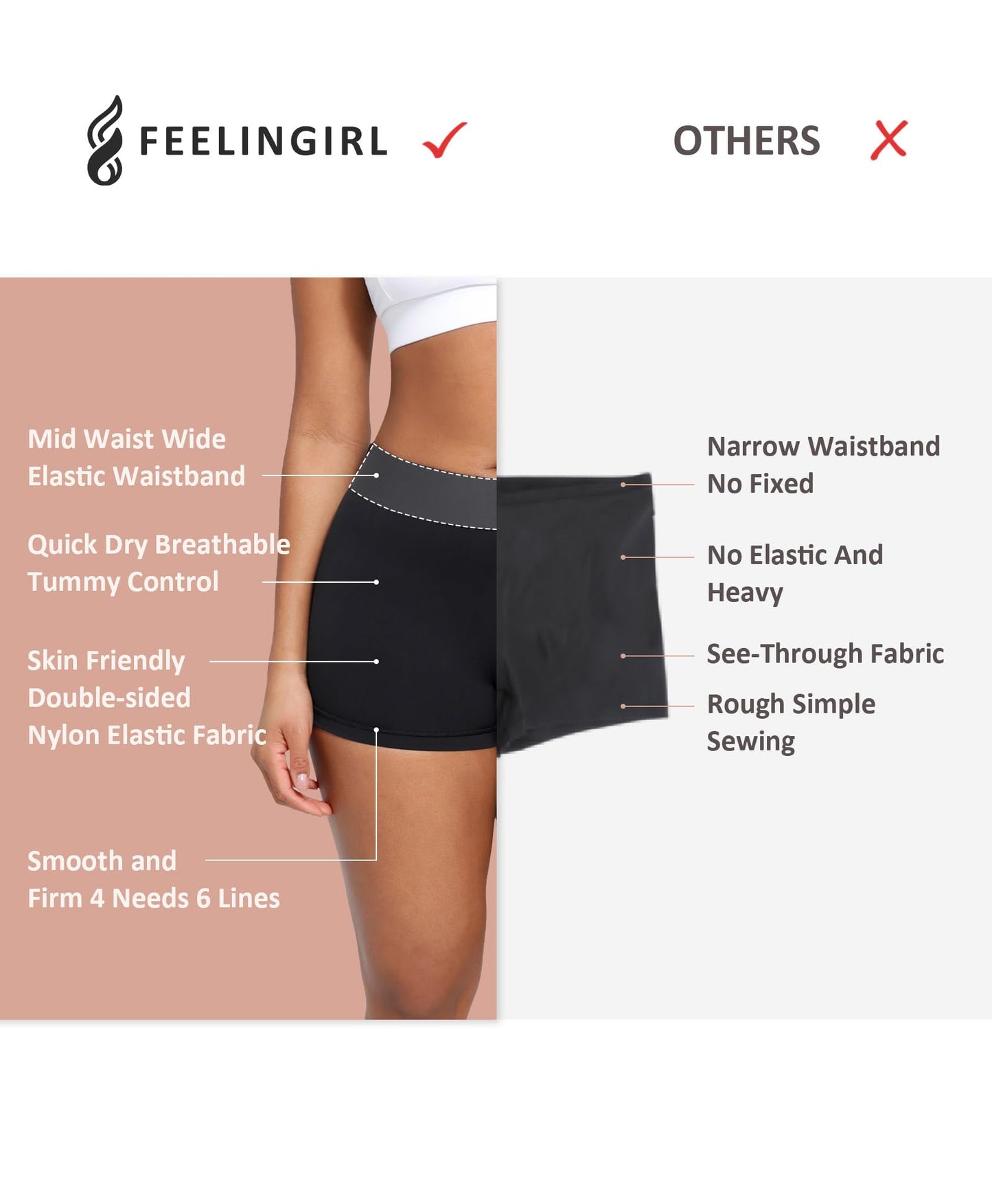 FeelinGirl Shorts for Women Quick Dry Running Gym Fitness Pants Yoga Workout Short Black XL