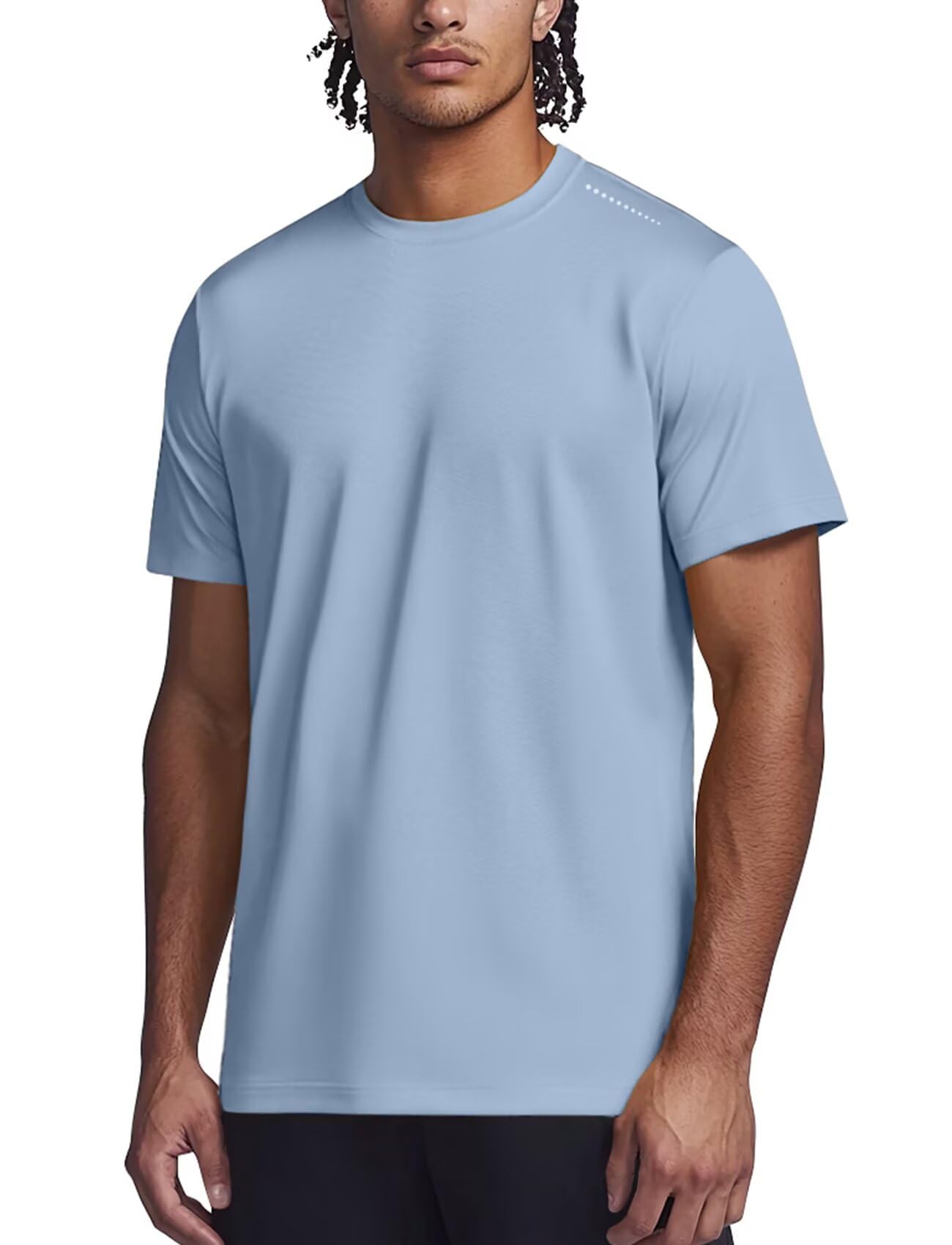 Zengjo Mens Athletic Shirts Moisture Wicking Short Sleeve Quick Dry Workout T-Shirt for Gym Running Exercise(Slate Blue,X-Large)