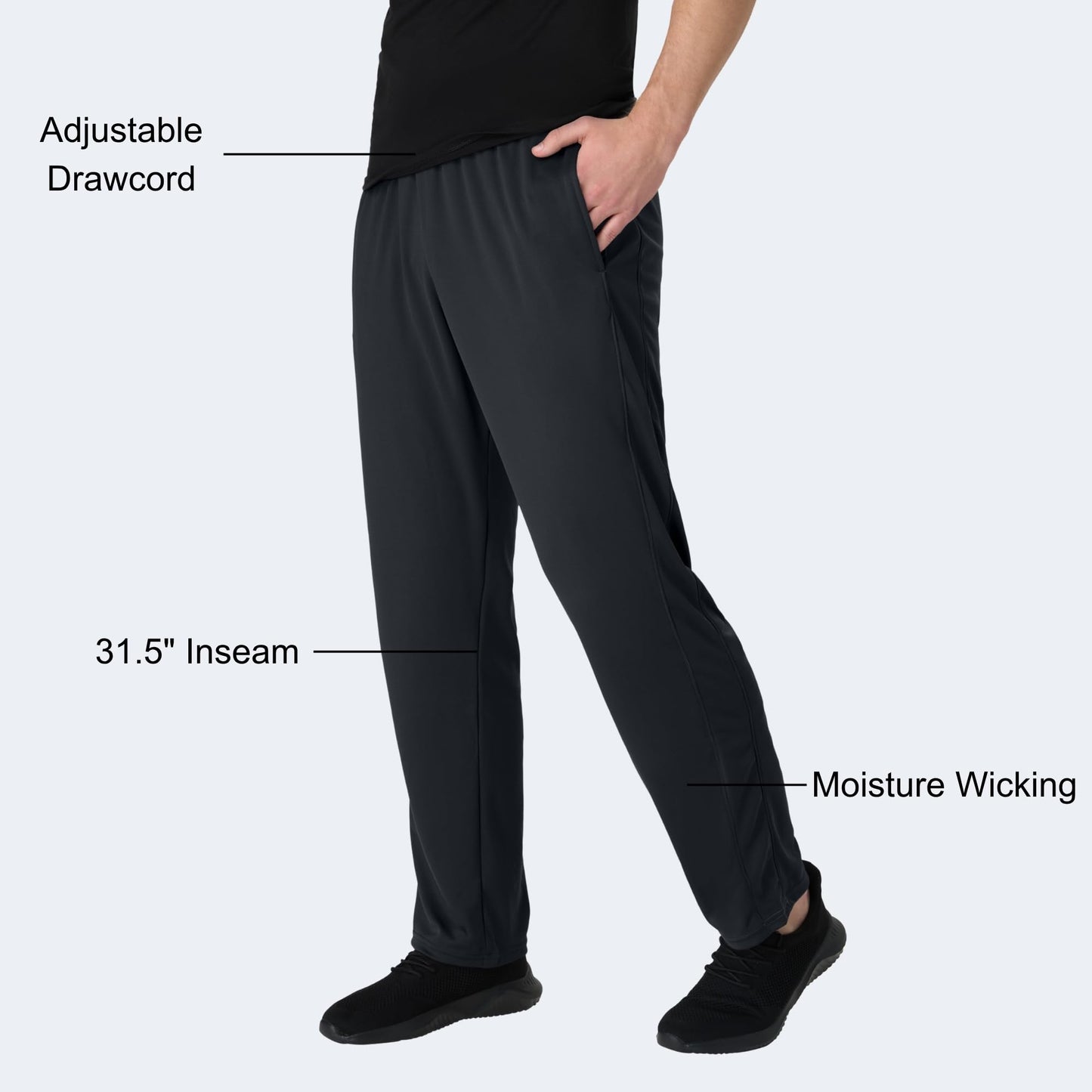 Hanes mens Sport X-temp Performance Training With Pockets Pants, Black, X-Large US
