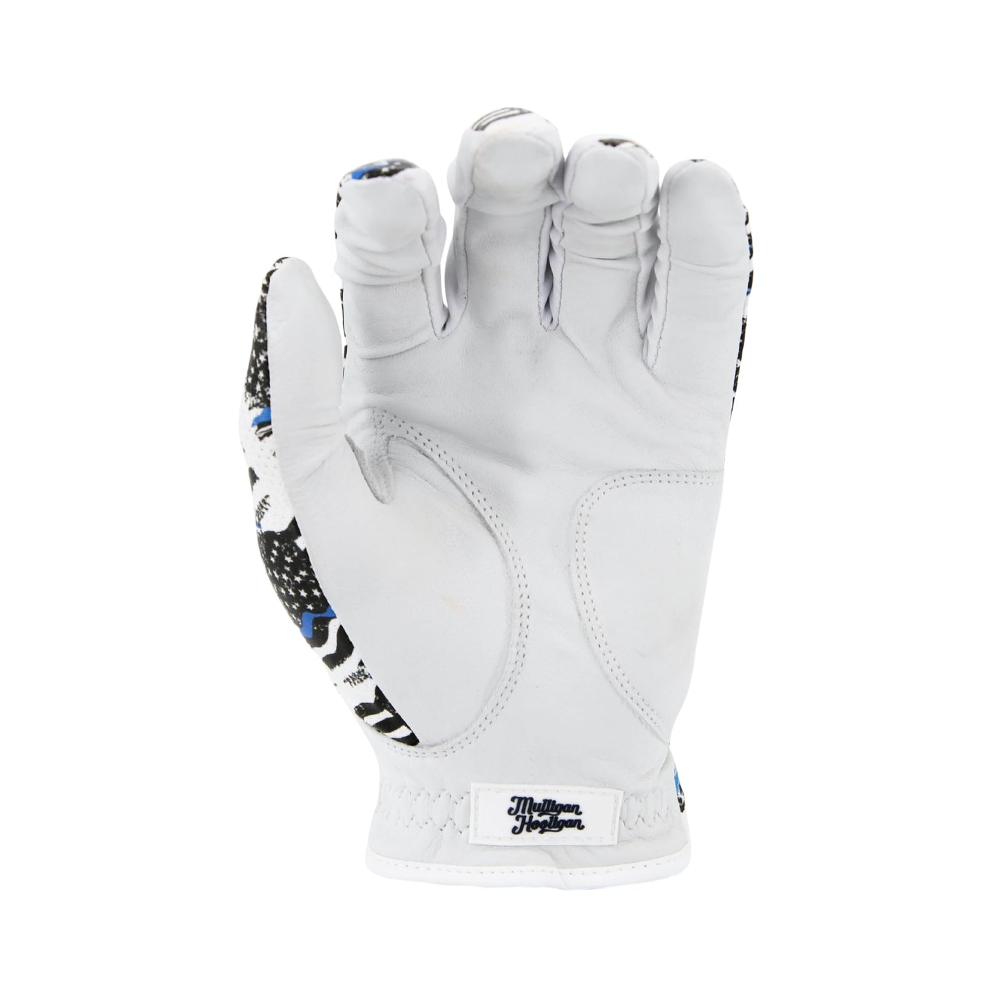 MULLIGAN HOOLIGAN® Men's Golf Glove | Premium Cabretta Leather & Mesh, Breathable Moisture-Wicking Comfort, Unique Standout Design for Men & Women (USA Blue Line, Large, Worn On Left Hand)