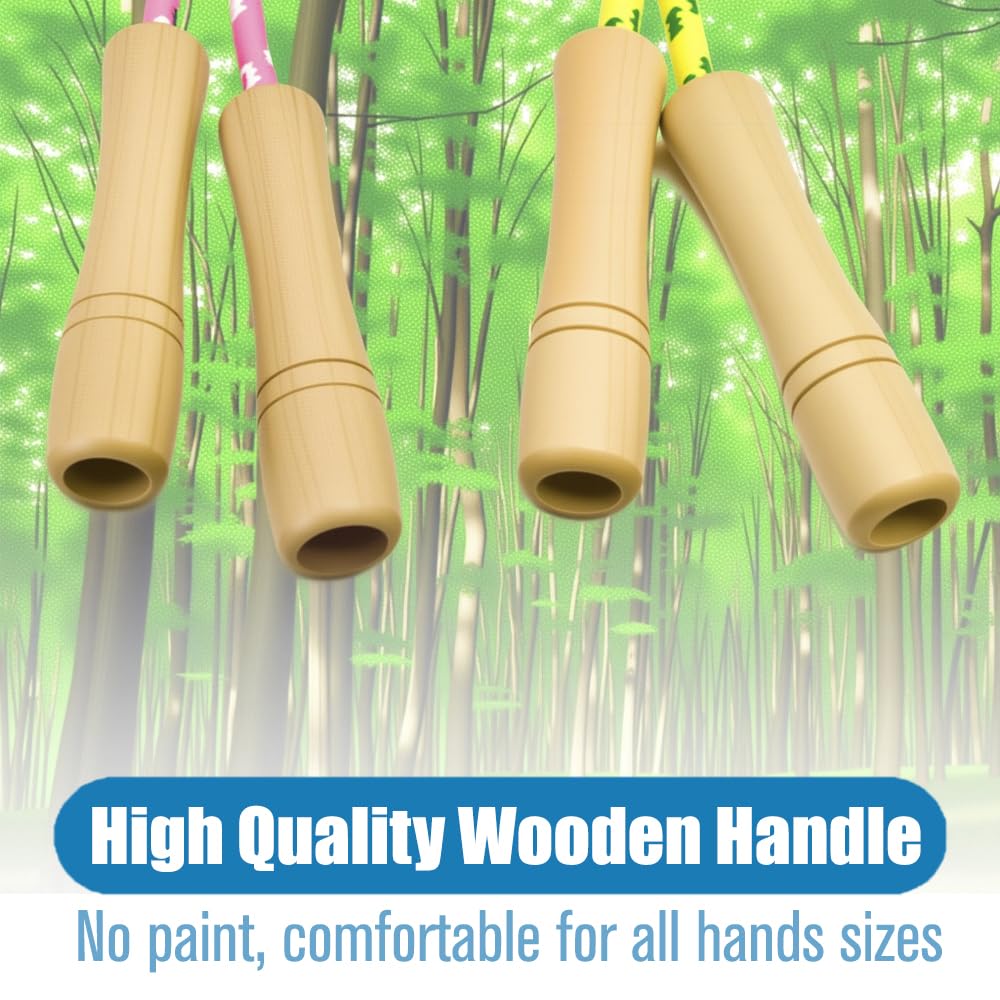 Homello Jump Rope for Kids - Wooden Handle - Adjustable Cotton Braided Fitness Skipping Rope for Toddler Fitness Workout Exercise Outdoor Activity (Green+Blue)