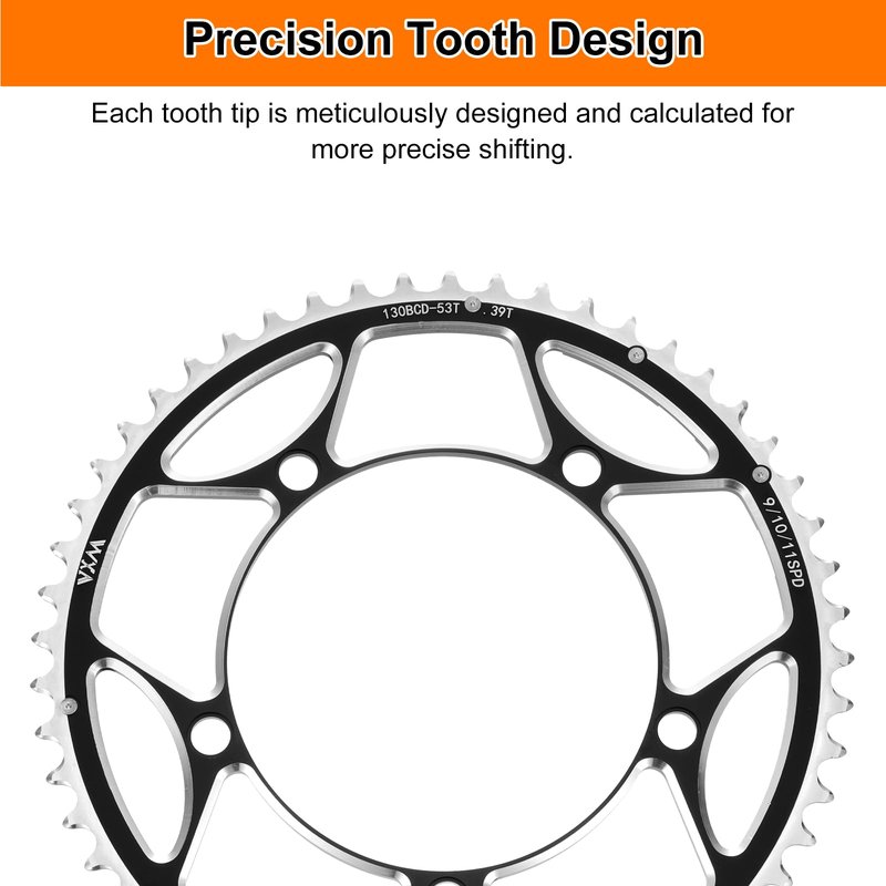 HARFINGTON 130BCD Bike Chainring 53T Round Narrow Wide Single Aluminum Chainring Chainwheel for Road Bike Bicycle 9/10/11 Speed Chains