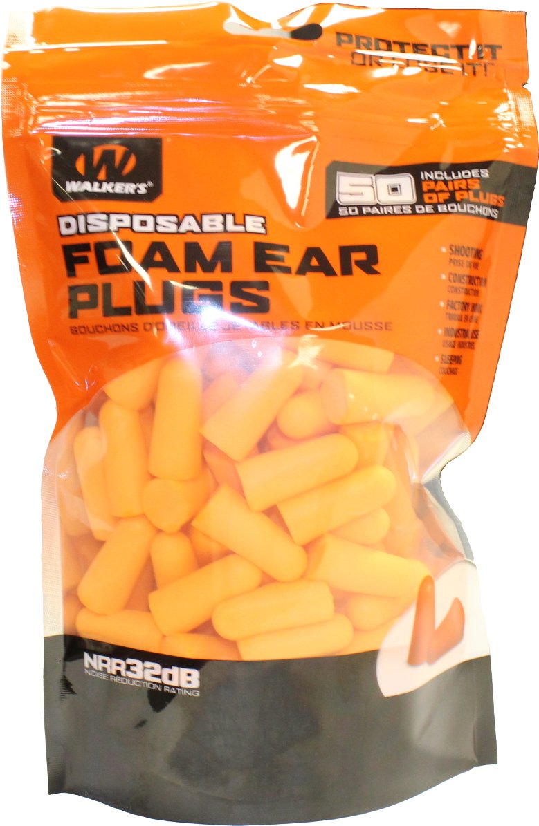 Walker's Razor Slim Passive Earmuff Ultra Low-Profile Earcups Flat Dark Earth Bundle with 50 Pairs Orange Foam Ear Plugs