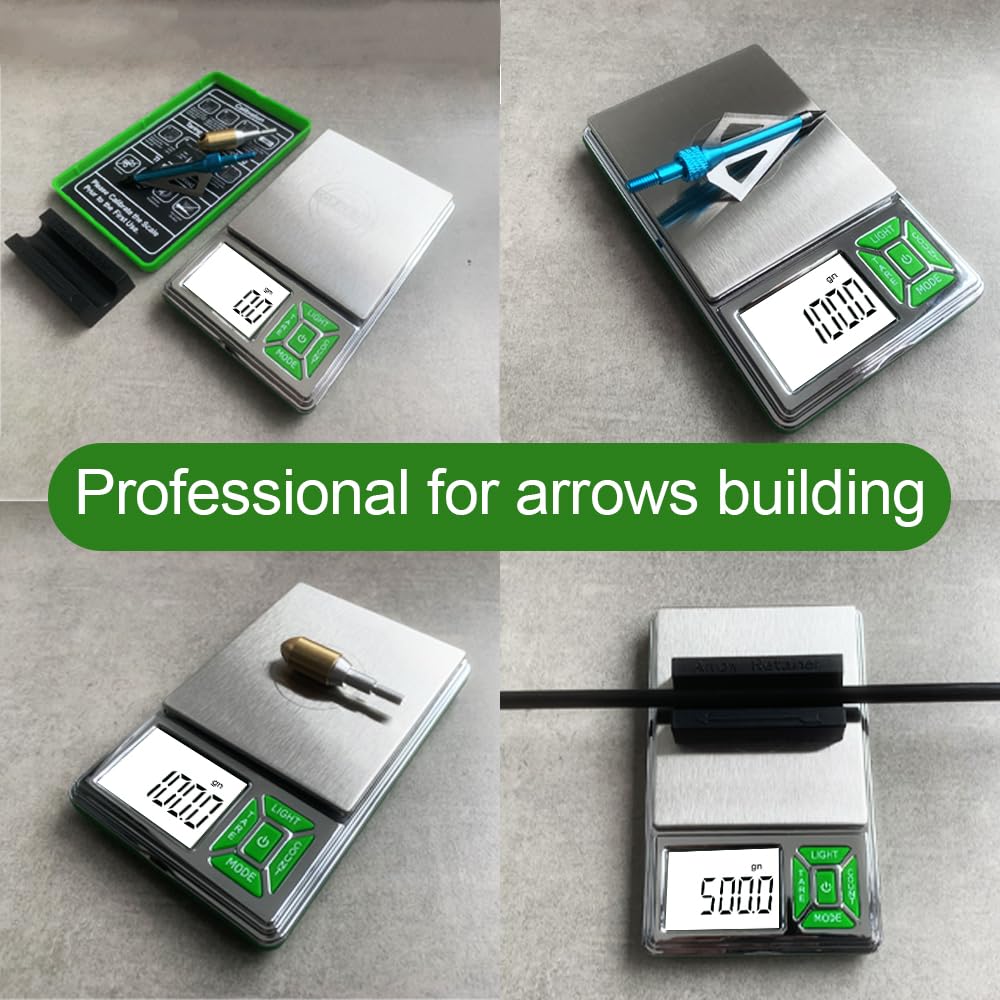 TOPWEIGH Arrow Scale Digital Grain, Archery Scale, Arrow Weight Scale with Arrow Holder, Large Backlight Display, 3086 Grains x 0.1gn, 200g x 0.01g, 6 Weighing Units, Cal Weight, Batteries Included