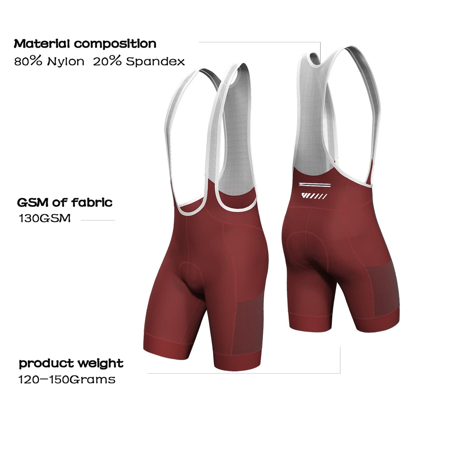 Cycling Bib Shorts Men Cycling Shorts with Shoulder Straps Bike Biking with Pockets 4D Padding Breathable Quick-Dry Red Large