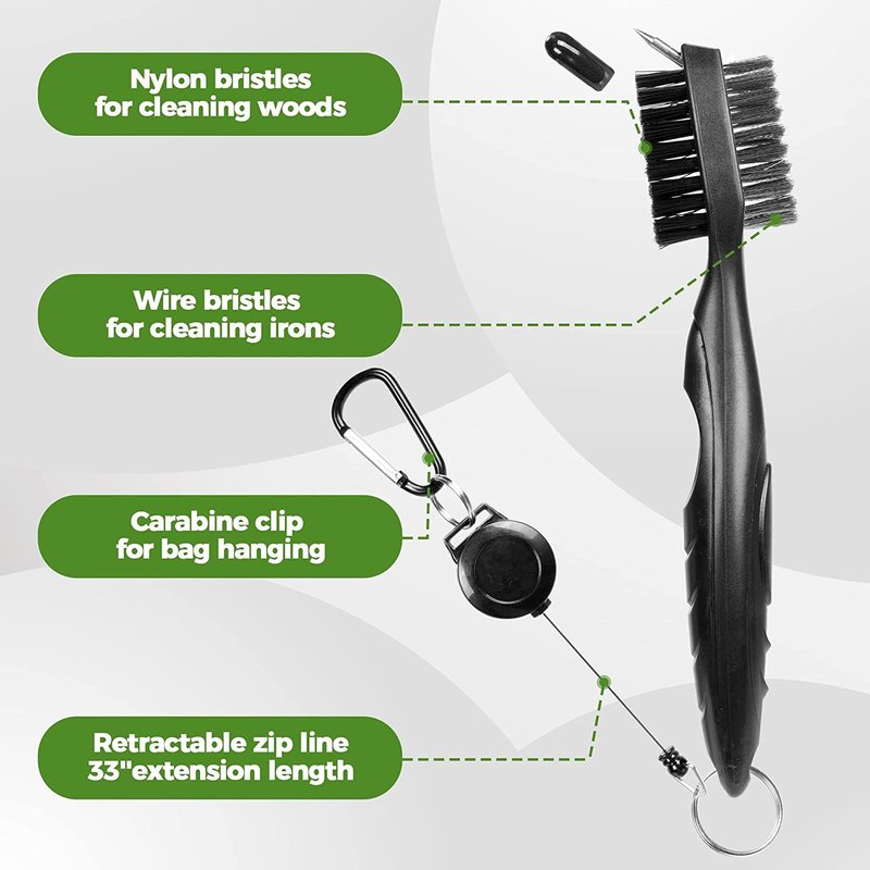 ATTRACTIVE Golf Towels, Microfiber Waffle Pattern Towels - Golf Club Brush with Cleaning (2 Purple Towel+Black Brush)