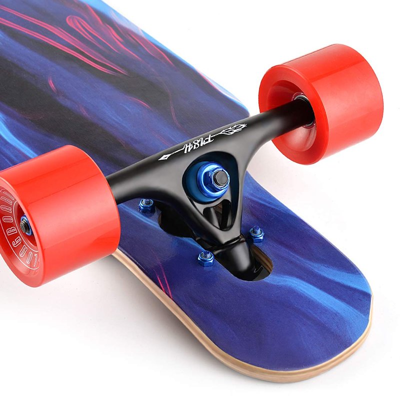 FISH SKATEBOARDS 41-Inch Downhill Longboard Skateboard Through Deck 8 Ply Canadian Maple, Complete Cruiser, Free-Style
