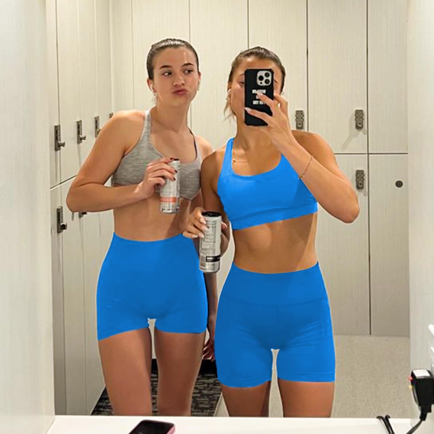 FULLSOFT High Waisted Biker Shorts for Women-5" Tummy Control Fitness Athletic Workout Clothes for Women Running Yoga Gym Soft Work Out Shorts Licras Deportivas De Mujer (Madagascar Blue,2XL-3XL)