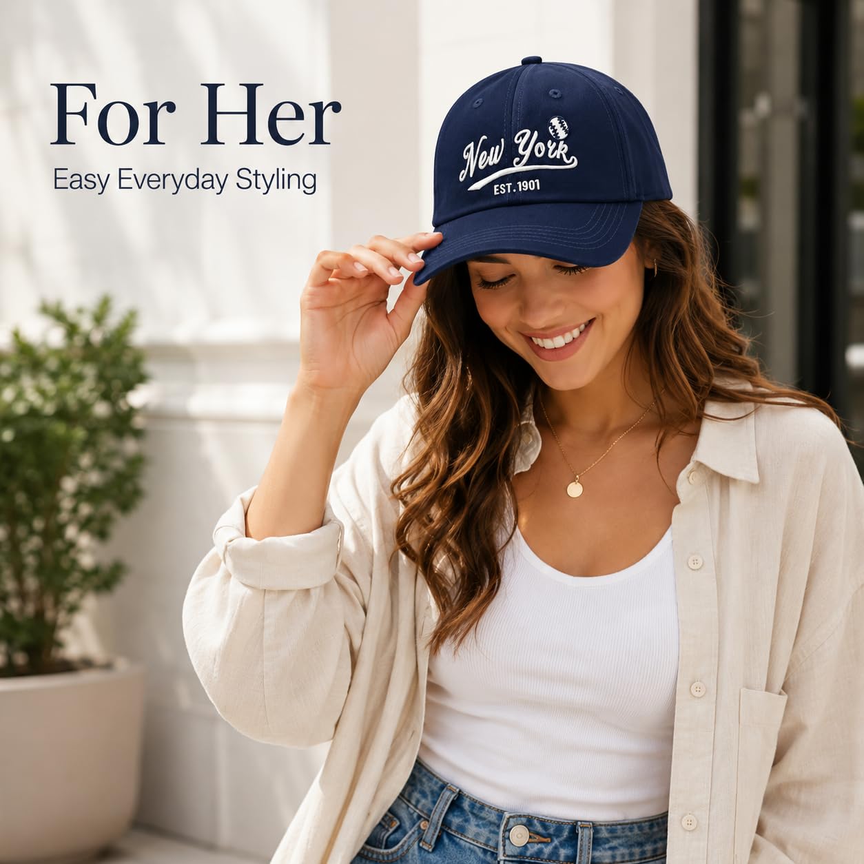 Embroidered City Cotton New York Baseball Cap, Adjustable Classic Vintage Fans Baseball Hat for Men Women