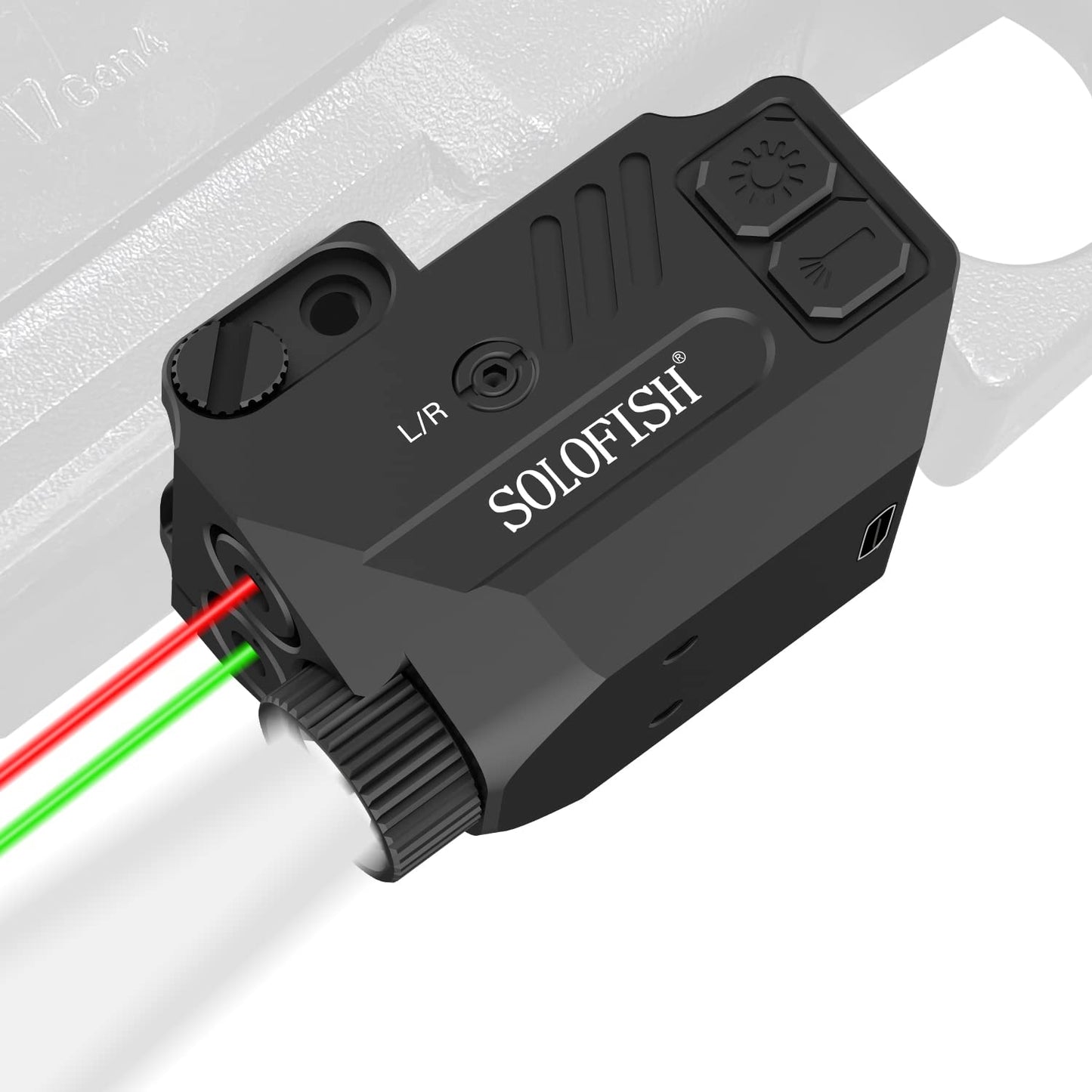 Solofish Pistol Laser Light Combo Red Green Laser Beams for Guns with Weaponlight Tactical Strobe Handgun Lights Laser Sight Compatible with Glock 19 Accessories