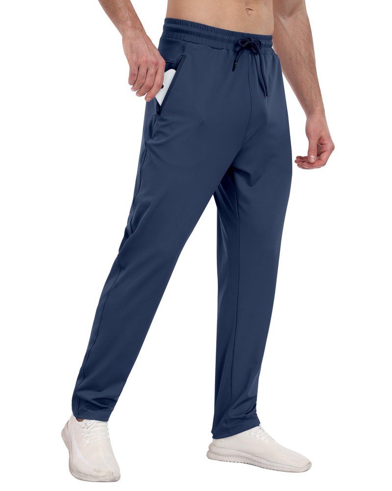 3 Pack Mens Athletic Sweatpants with Zipper Pockets,Workout Gym Joggers Pants for Men Running Jogging Pants-Dark GrayLight GrayNavy-L