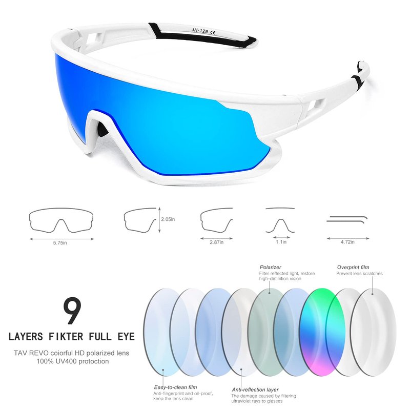 FMY Polarized Cycling Glasses for Men Women, UV400 Protection Sports Sunglasses for Baseball Running Fishing Golf