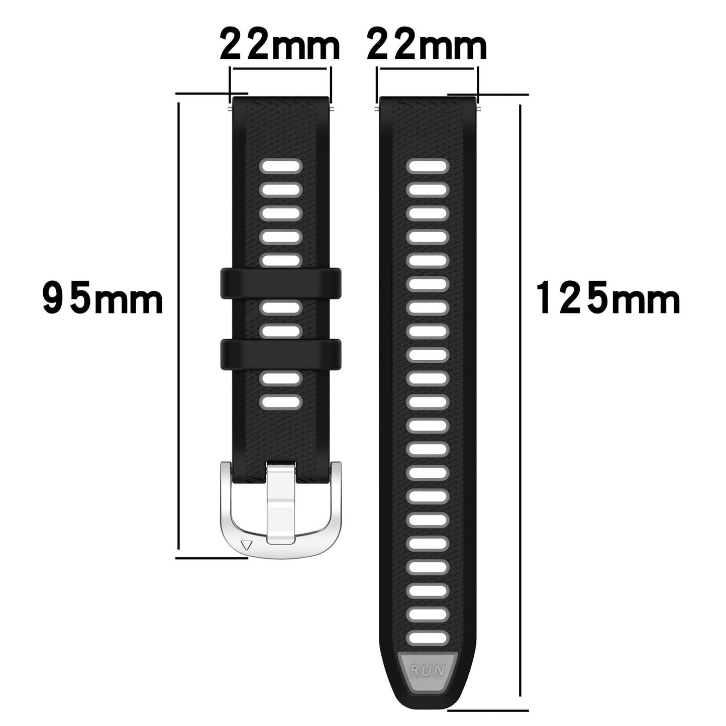 AWADUO Compatible with Garmin Forerunner 265/255/255 Music Replacement Band, 22mm Replacement Silicone Wrist Strap Bracelet Band, Soft And Durable(Black+Gery)