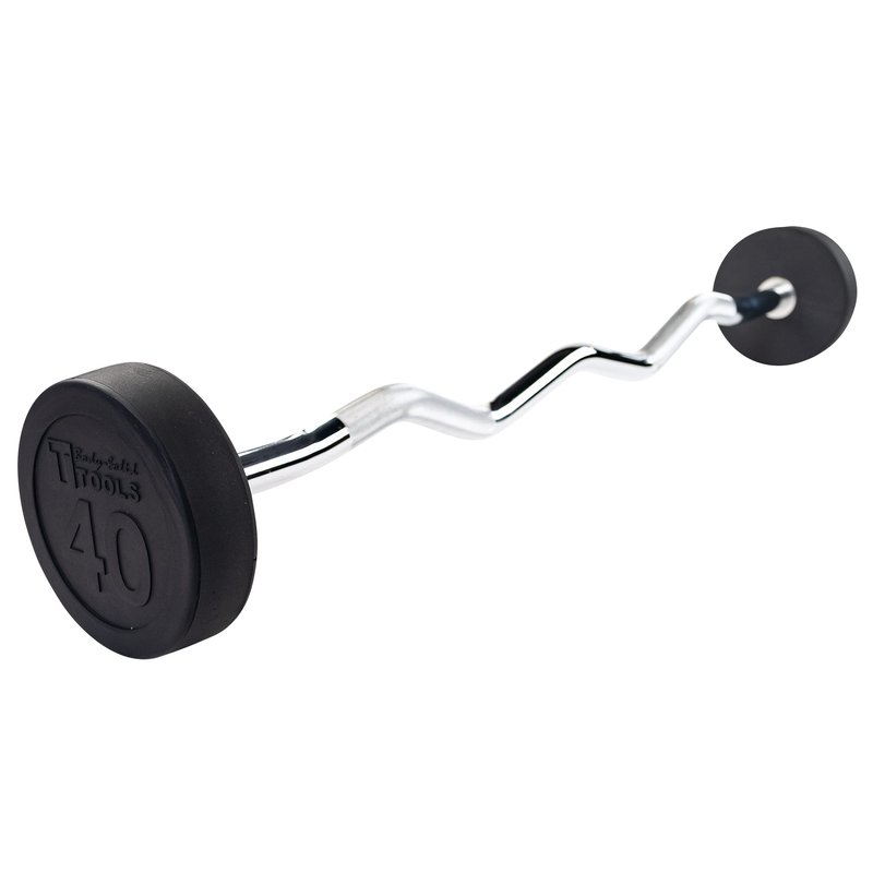 Body-Solid (SBZ40) Rubber Coated Fixed Weights Straight Barbell Bar for Weightlifting Exercise Bodybuilding Strength Training, 40lb (Midnight Black)